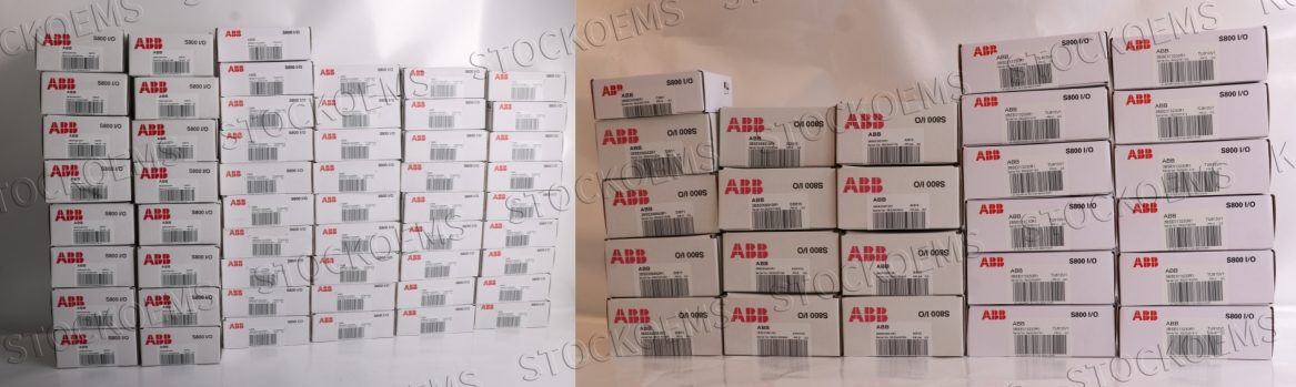 ABB S800 I/O modules prepared together for outbound shipment